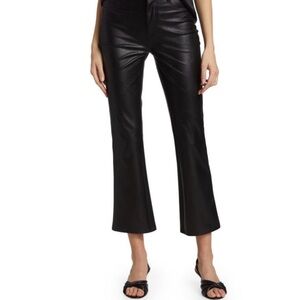 PAIGE Claudine High-Rise Cropped Ankle Flare Faux Leather Jeans